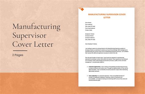 Supervisor Cover Letter Word Template